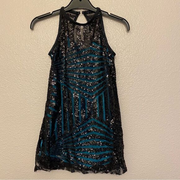 Curtain Call Dance Costume lyrical teal sequin dress J5246 child medium CME - Picture 2 of 12